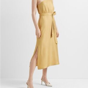 CLUB MONACO (NWT)- Yellow Asymmetrical WAIST DRESS-  100% silk